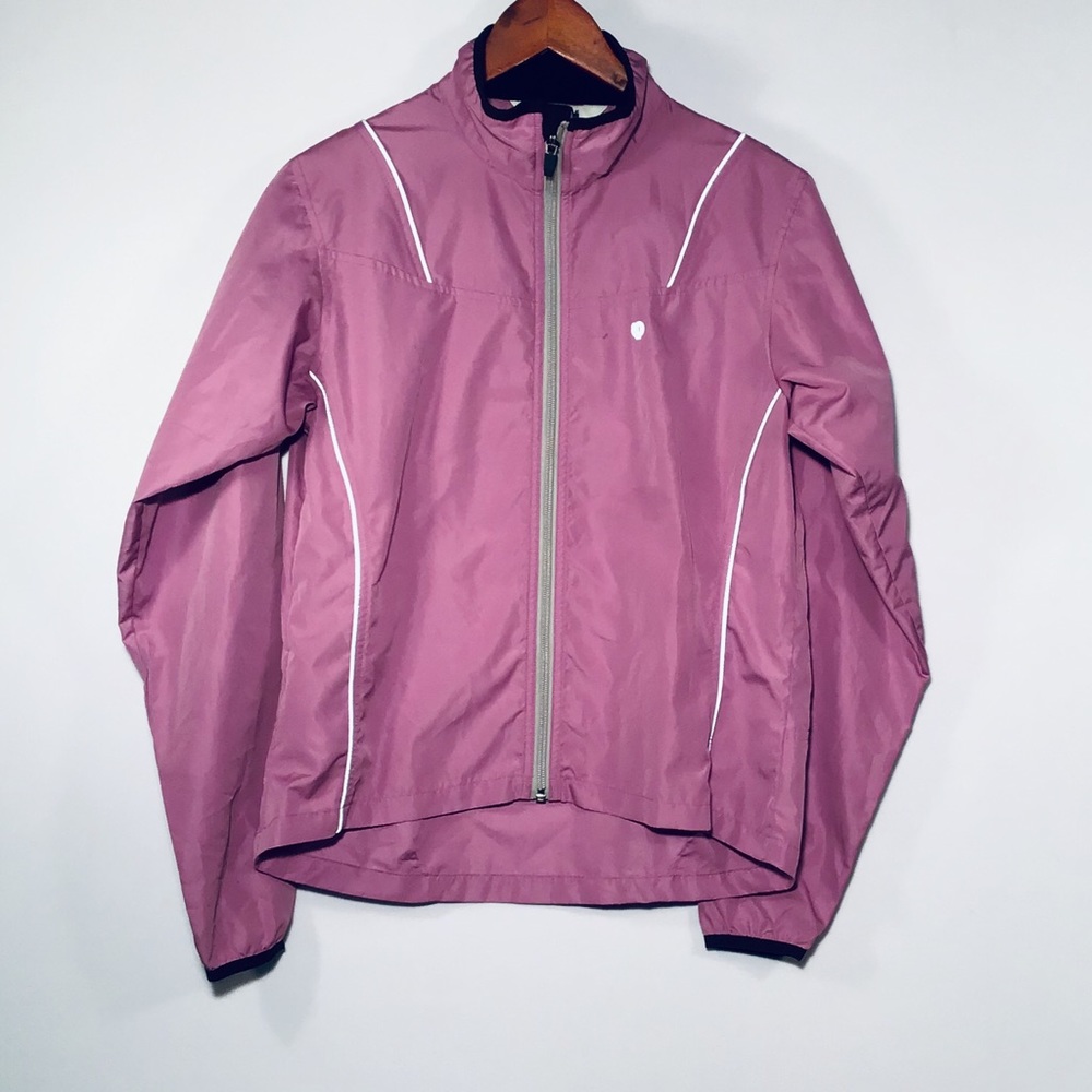 Pearl Izumi, mauve full-zipper windbreaker.